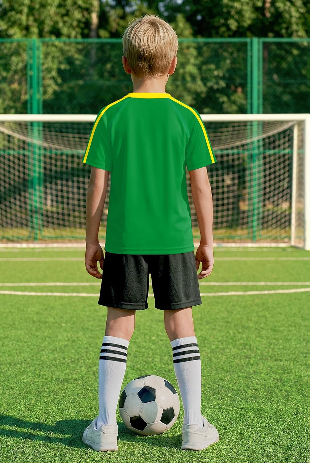 Boys Girls Soccer Jerseys Short Sleeve Raglan Football Training Tee Shirt