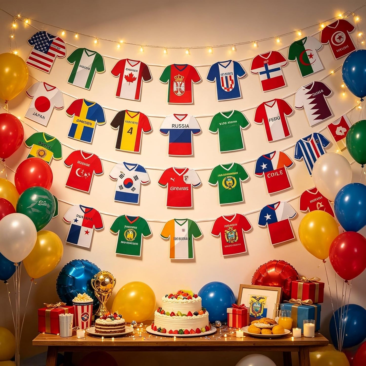 49PCS 2026 World Cup Soccer Jersey Flag Bunting Banner - World Cup Flags Merchandise Decorations for Sports Events, Soccer Themed Parties, Olympic Festivals Celebration Home Office Bar Party Decor(Not among the Top 48 Teams)