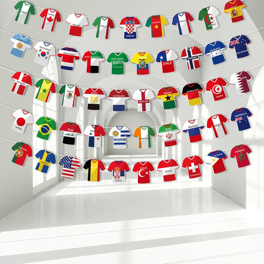 Soccer-Themed Party Decorations - 49-Piece Jersey Flag Bunting Banner Set for Sports Events and Celebrations