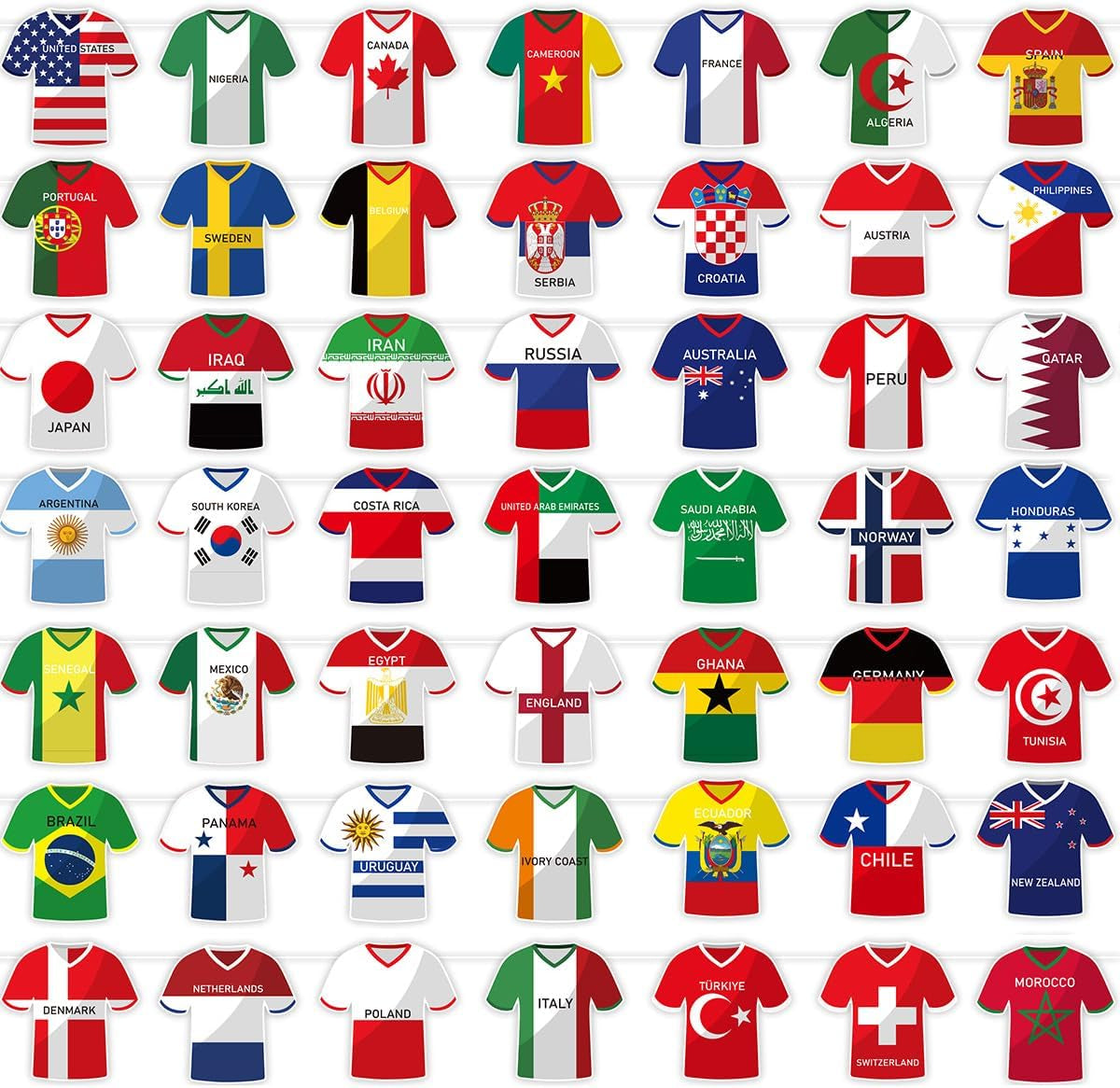 49PCS 2026 World Cup Soccer Jersey Flag Bunting Banner - World Cup Flags Merchandise Decorations for Sports Events, Soccer Themed Parties, Olympic Festivals Celebration Home Office Bar Party Decor(Not among the Top 48 Teams)