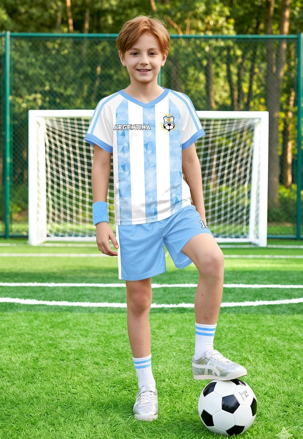 Unisex Youth Soccer Jersey 2-Piece Set - Quick Dry Short Sleeve Football Training Kit for Boys and Girls