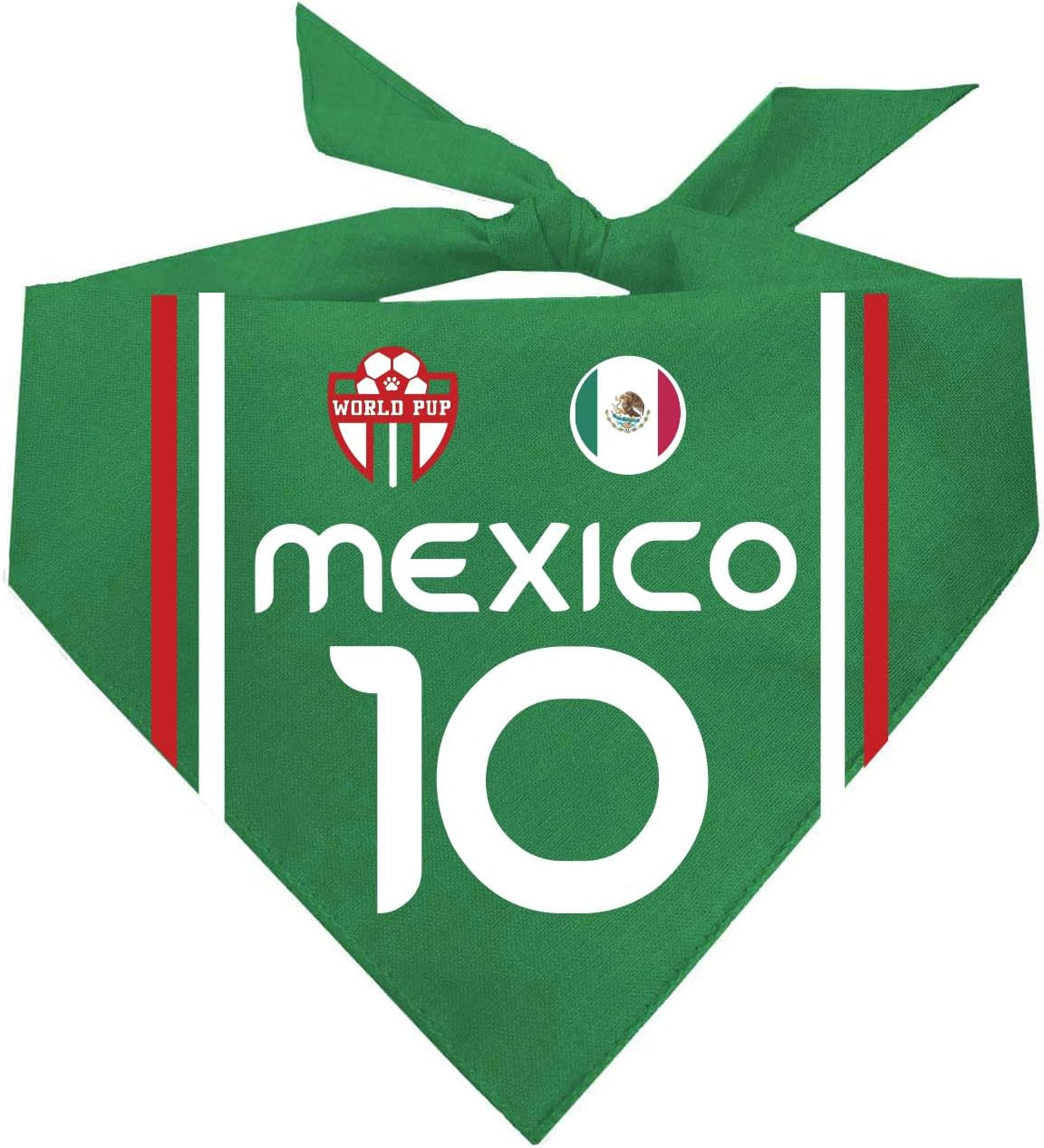 Country Style Soccer Jersey Dog Bandana | Country & Flag| Soccer Jersey Style |100% Cotton Adjustable Triangle || 1840 (Mexico, One Size)