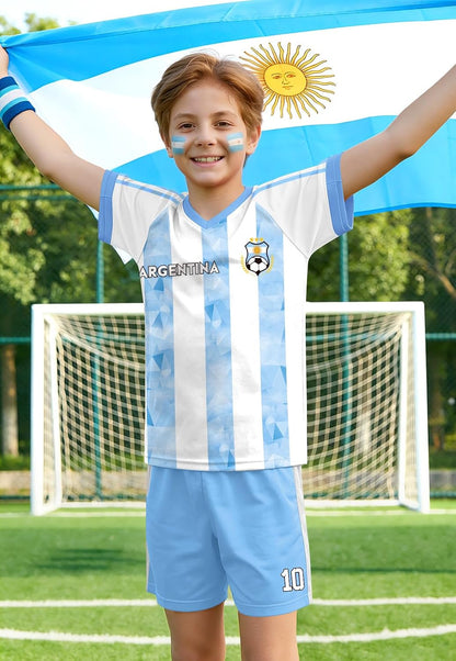 Unisex Youth Soccer Jersey 2-Piece Set - Quick Dry Short Sleeve Football Training Kit for Boys and Girls