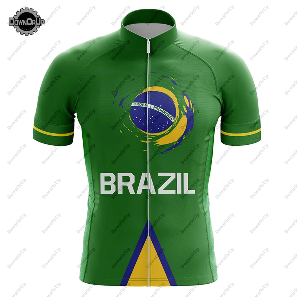 Brazil Maillot Ciclismo Hombre Biking Jersey Bib Shorts 9Dgel Breathable Pad Bicicleta De Montaña Equipment Cycling Jersey Set