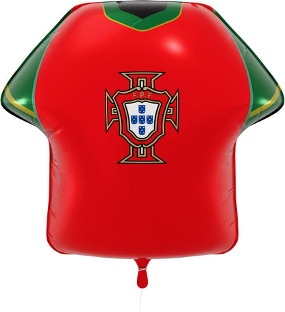 National Footbal Team Foil Balloons, Soccer Jersey Shape, 20" X 20", Pack of 5, Party Decorations (Portugal)