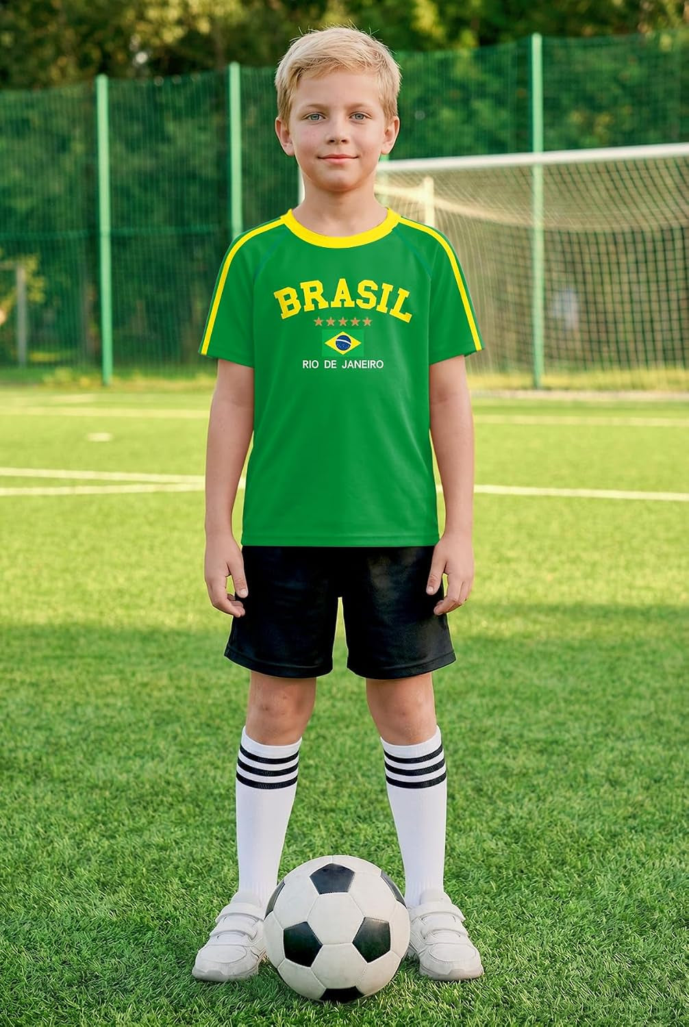 Boys Girls Soccer Jerseys Short Sleeve Raglan Football Training Tee Shirt