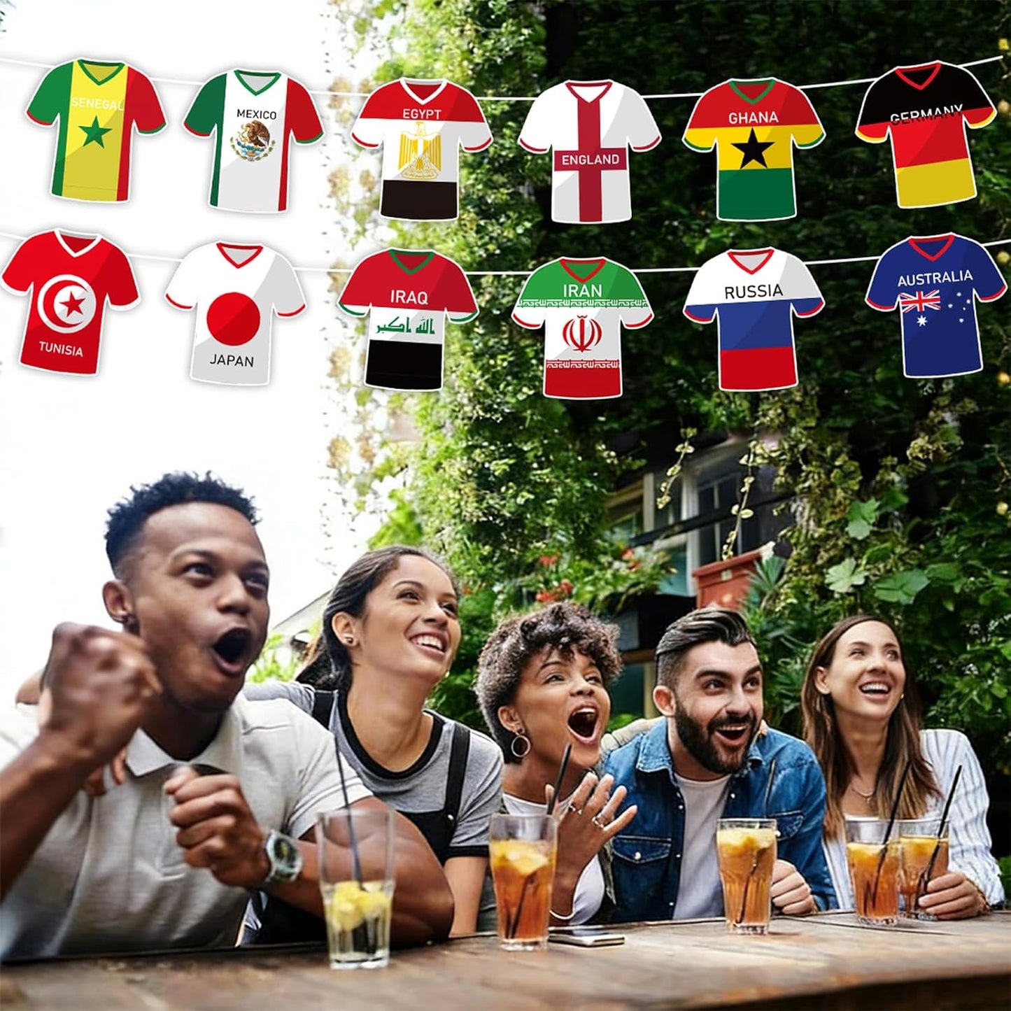 2026 Soccer World Cup Jersey Flag Bunting Banner Set - 49 Pieces of Football Fan Merchandise for International Celebrations and Party Decorations