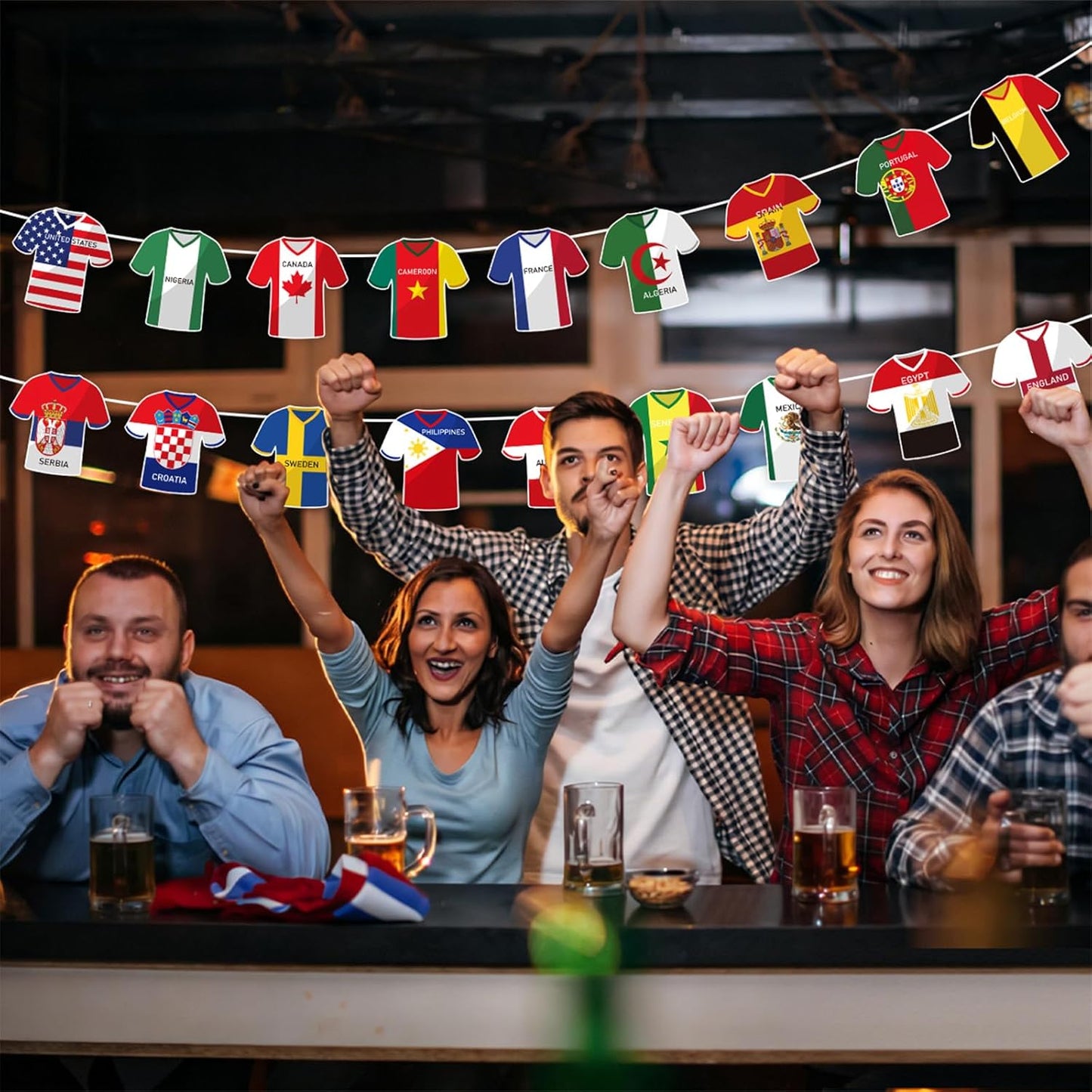 2026 Soccer World Cup Jersey Flag Bunting Banner Set - 49 Pieces of Football Fan Merchandise for International Celebrations and Party Decorations