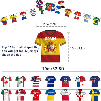 2026 World Soccer Championship Flag Bunting Banner - 50 Countries String Flags Garland for Sports-Themed Event Decorations