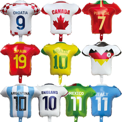 Soccer Jersey Foil Balloons for the 2026 World Cup - Mylar Decorations and Party Supplies