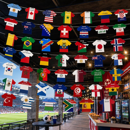 2026 World Cup 48 Teams Paper Flag Banners – Soccer Jersey Style Hanging Flags, International Country Decorations for Party, Bar, Home, Fan Events