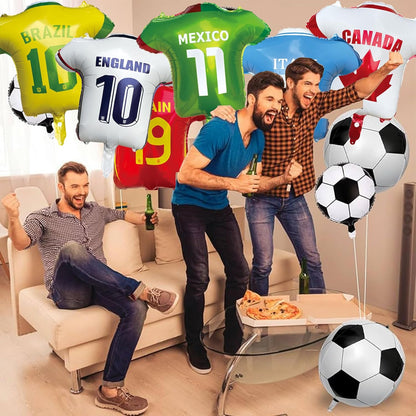 Soccer Jersey Foil Balloons for the 2026 World Cup - Mylar Decorations and Party Supplies
