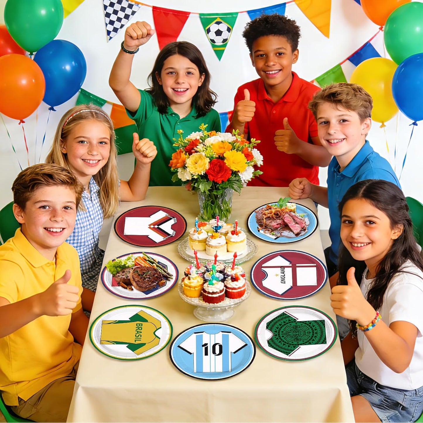 60-Pack Heavy-Duty Disposable Soccer Jersey Pattern Plates - 9-Inch Dessert Plates for Soccer-Themed Birthday, Baby Shower, and Game Day Celebrations
