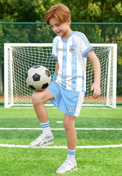 Unisex Youth Soccer Jersey 2-Piece Set - Quick Dry Short Sleeve Football Training Kit for Boys and Girls