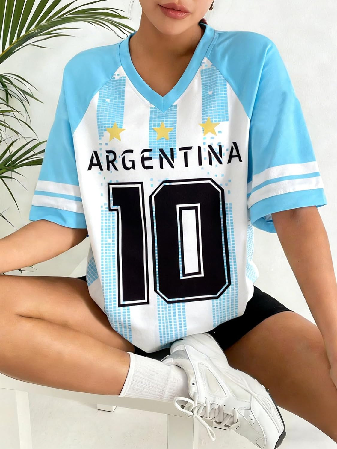 Women's Soccer Jersey - 2026 Argentina Brazil Cup Oversized T-Shirt for Soccer Moms and Y2K Fans