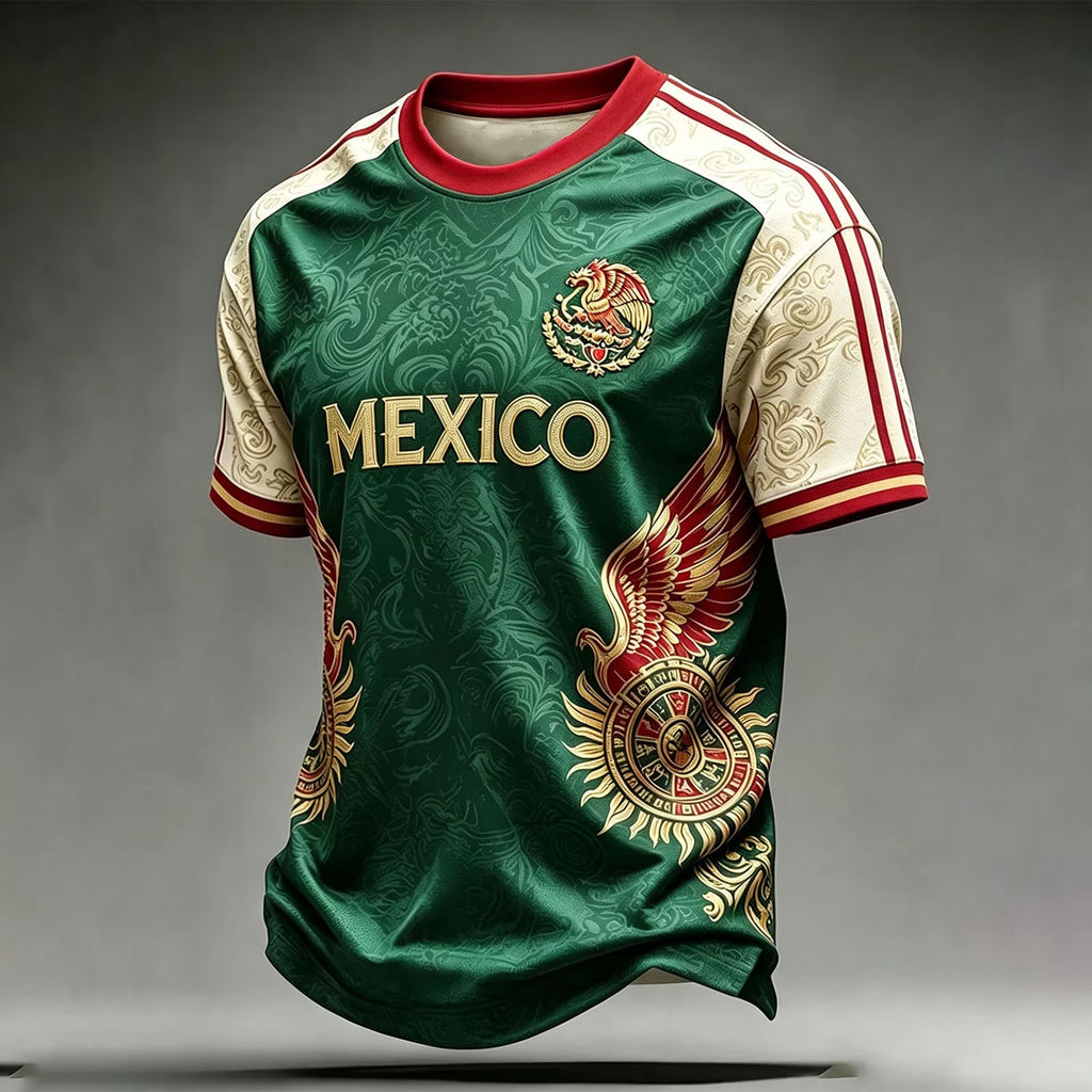 2026 Men'S Mexico Soccer T-Shirt World Soccer Game National Team 2D Graphic Crew Neck Short Sleeve Tee Green L