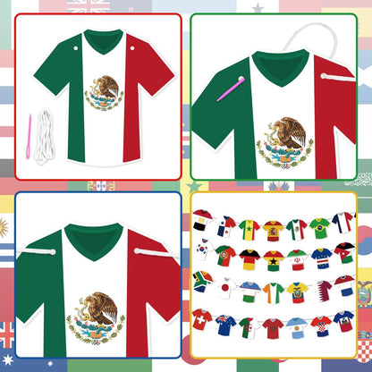 World Cup Soccer Jersey Bunting 42 Jersey-Shaped Pennant Banner, Game Day Decorations, Soccer Fan Garland for World Cup Party, Soccer Birthday, Tailgate, BBQ, Man Cave, Outdoor Sports Events
