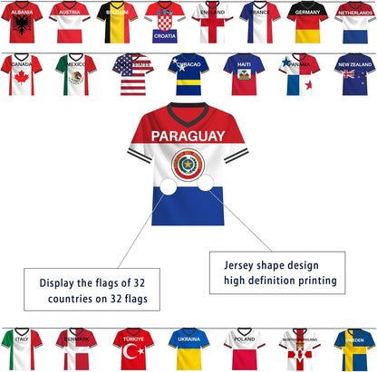 2026 World Soccer Championship Flag Bunting Banner - 50 Countries String Flags Garland for Sports-Themed Event Decorations