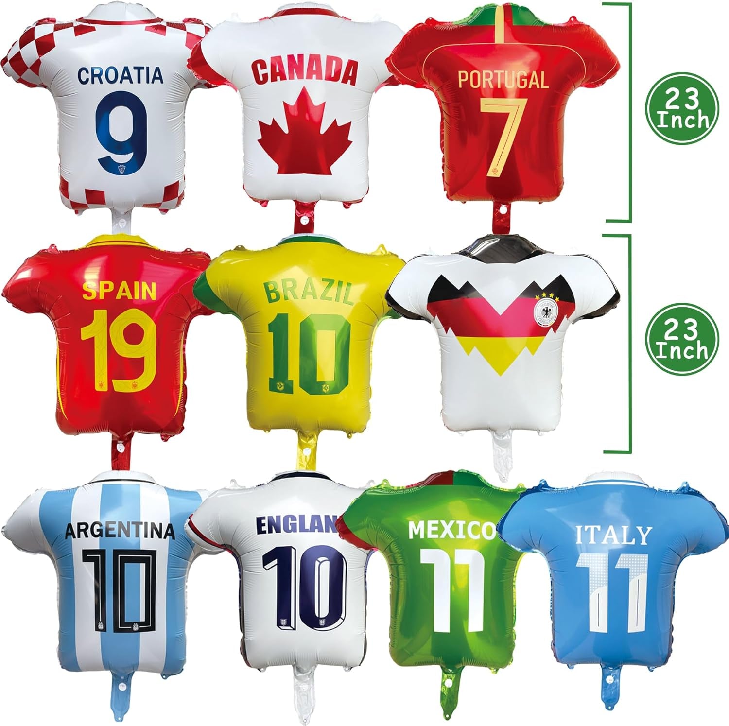 Soccer Jersey Foil Balloons for the 2026 World Cup - Mylar Decorations and Party Supplies