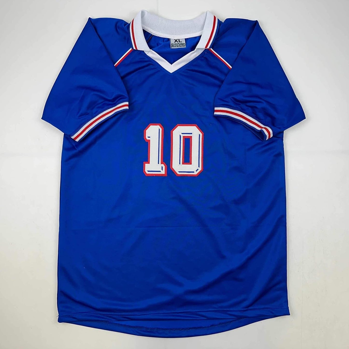 Facsimile Autographed Zinedine Zidane France Blue World Cup Reprint Laser Auto Soccer Jersey Size Men'S XL