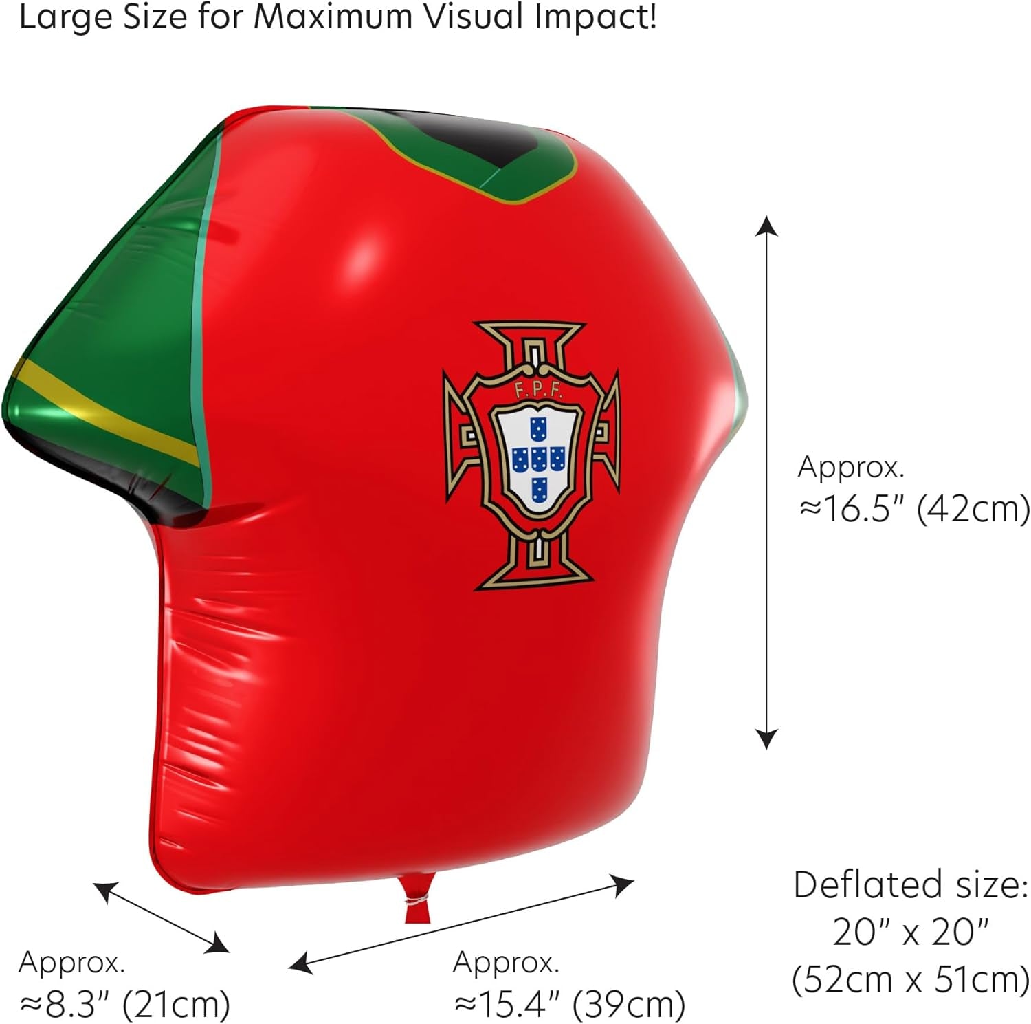 National Footbal Team Foil Balloons, Soccer Jersey Shape, 20" X 20", Pack of 5, Party Decorations (Portugal)