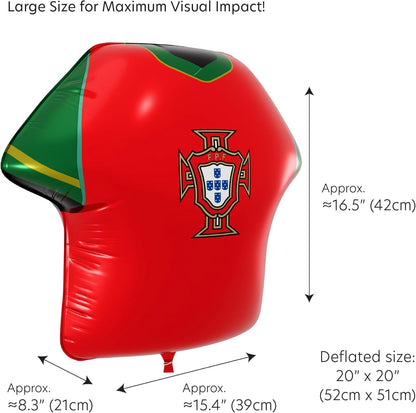 National Footbal Team Foil Balloons, Soccer Jersey Shape, 20" X 20", Pack of 5, Party Decorations (Portugal)