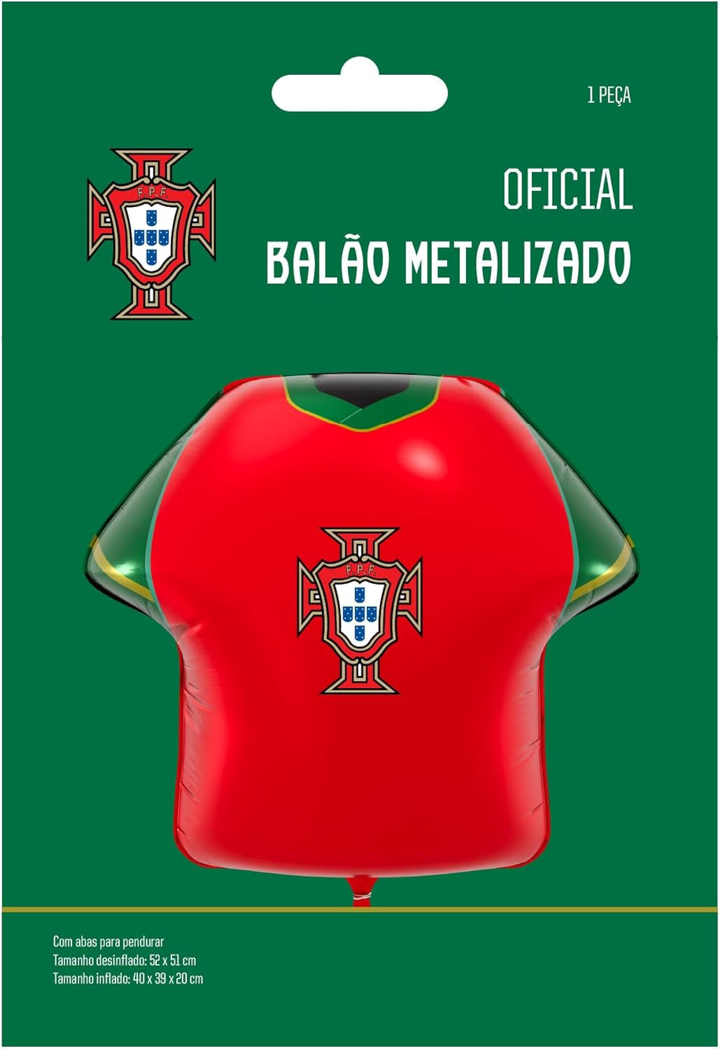National Footbal Team Foil Balloons, Soccer Jersey Shape, 20" X 20", Pack of 5, Party Decorations (Portugal)