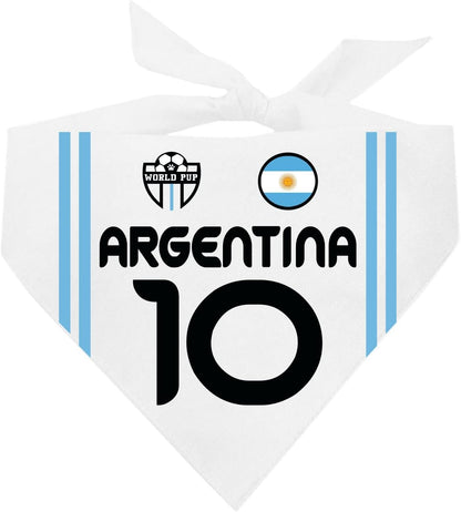 Country Style Soccer Jersey Dog Bandana | Country & Flag| Soccer Jersey Style |100% Cotton Adjustable Triangle || 1840 (Argentina, One Size)