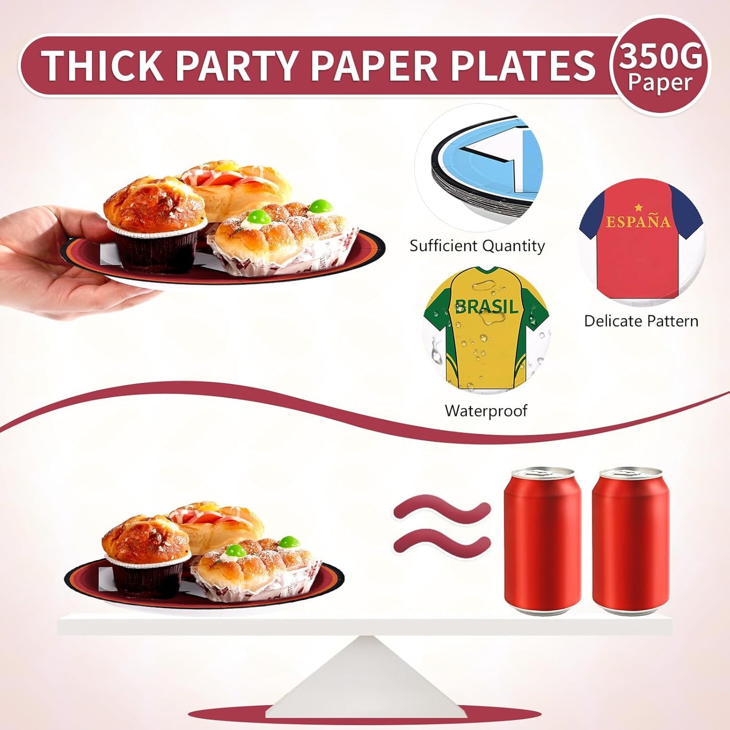 60-Pack Heavy-Duty Disposable Soccer Jersey Pattern Plates - 9-Inch Dessert Plates for Soccer-Themed Birthday, Baby Shower, and Game Day Celebrations
