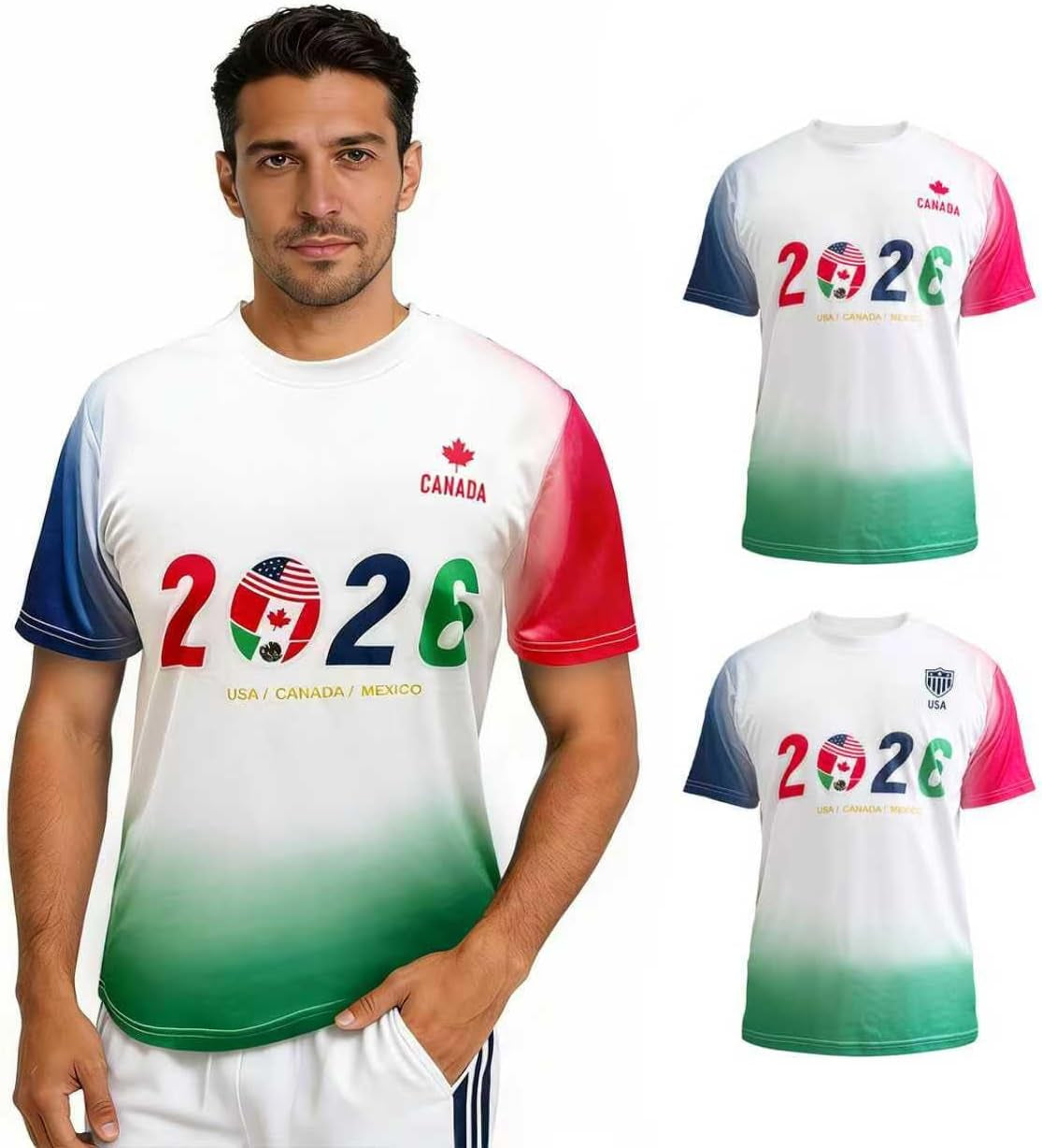 Teetea Team USA Soccer Jersey, Sizes S-L, 2026 North America Soccer Cup Merchandise, Breathable Fan Apparel
