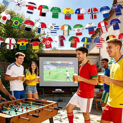 Soccer-Themed Party Decorations - 49-Piece Jersey Flag Bunting Banner Set for Sports Events and Celebrations
