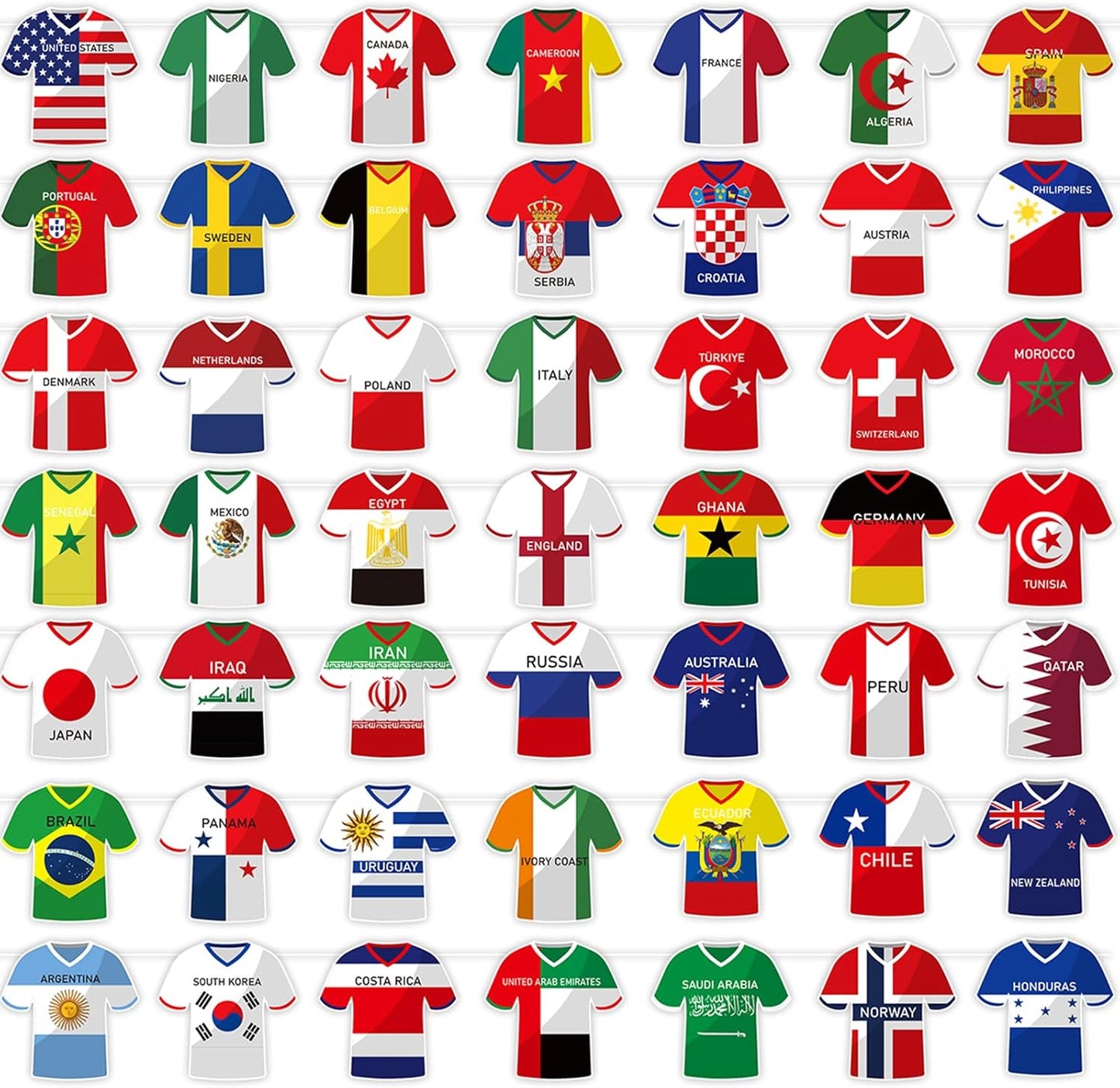 2026 Soccer World Cup Jersey Flag Bunting Banner Set - 49 Pieces of Football Fan Merchandise for International Celebrations and Party Decorations