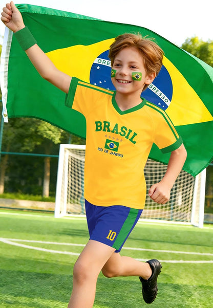 Unisex Youth Soccer Jersey Set - Quick Dry Short Sleeve Training Kit for Boys and Girls