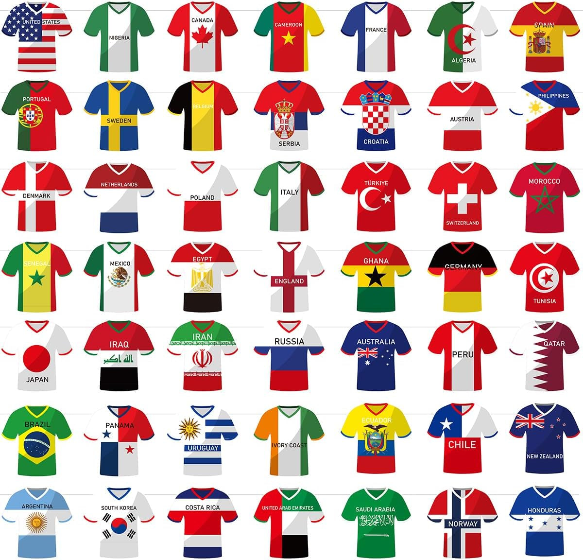 Soccer-Themed Party Decorations - 49-Piece Jersey Flag Bunting Banner Set for Sports Events and Celebrations