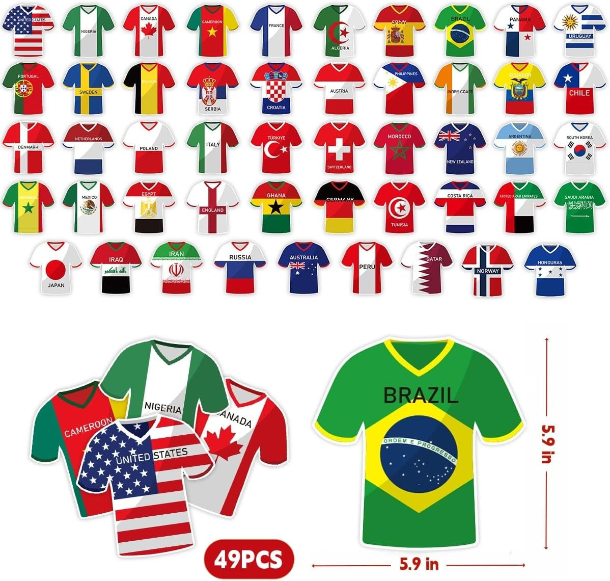 49PCS 2026 World Cup Soccer Jersey Flag Bunting Banner - World Cup Flags Merchandise Decorations for Sports Events, Soccer Themed Parties, Olympic Festivals Celebration Home Office Bar Party Decor(Not among the Top 48 Teams)