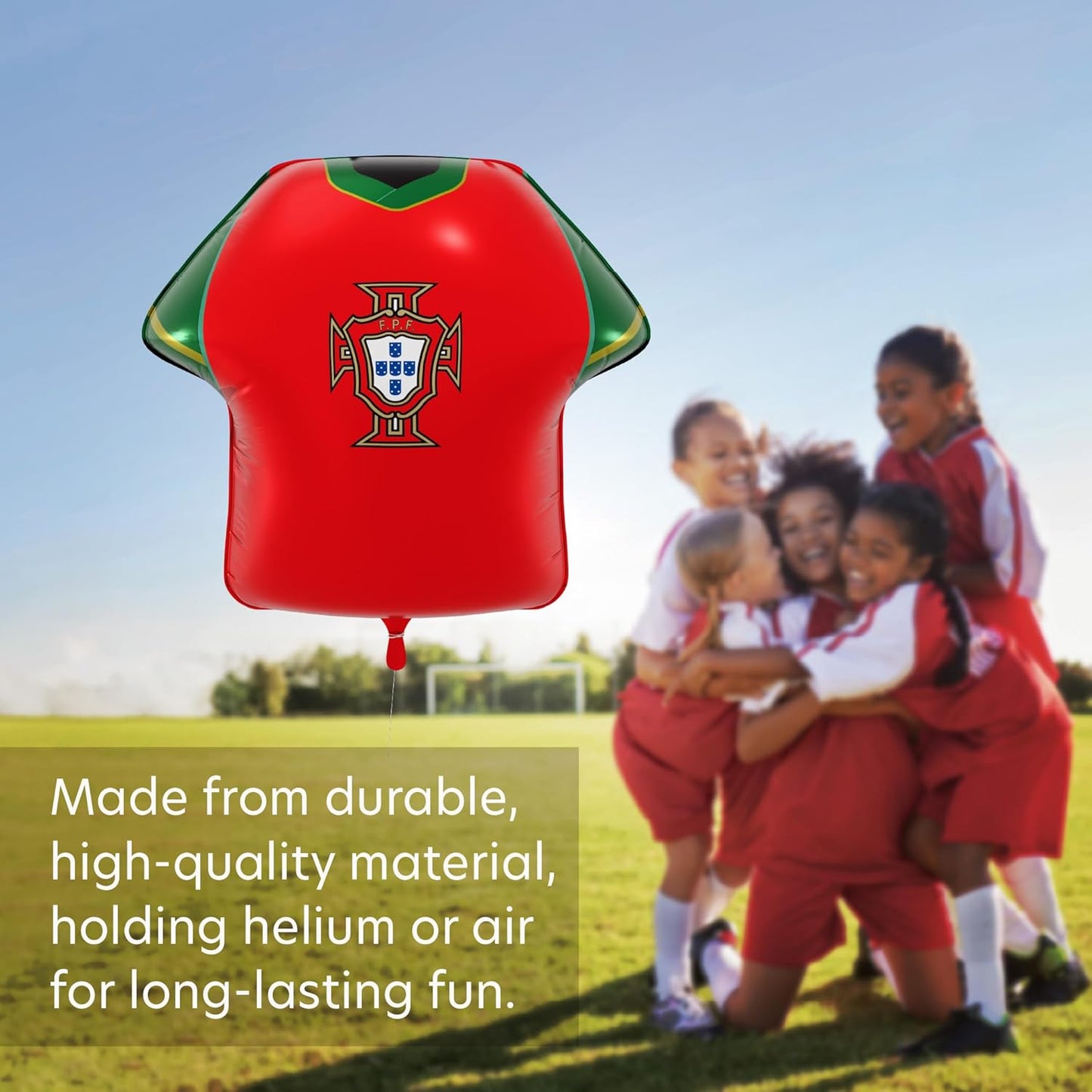 National Footbal Team Foil Balloons, Soccer Jersey Shape, 20" X 20", Pack of 5, Party Decorations (Portugal)