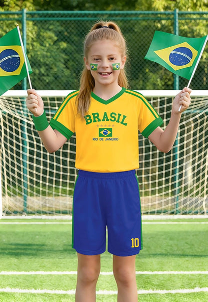 Unisex Youth Soccer Jersey Set - Quick Dry Short Sleeve Training Kit for Boys and Girls