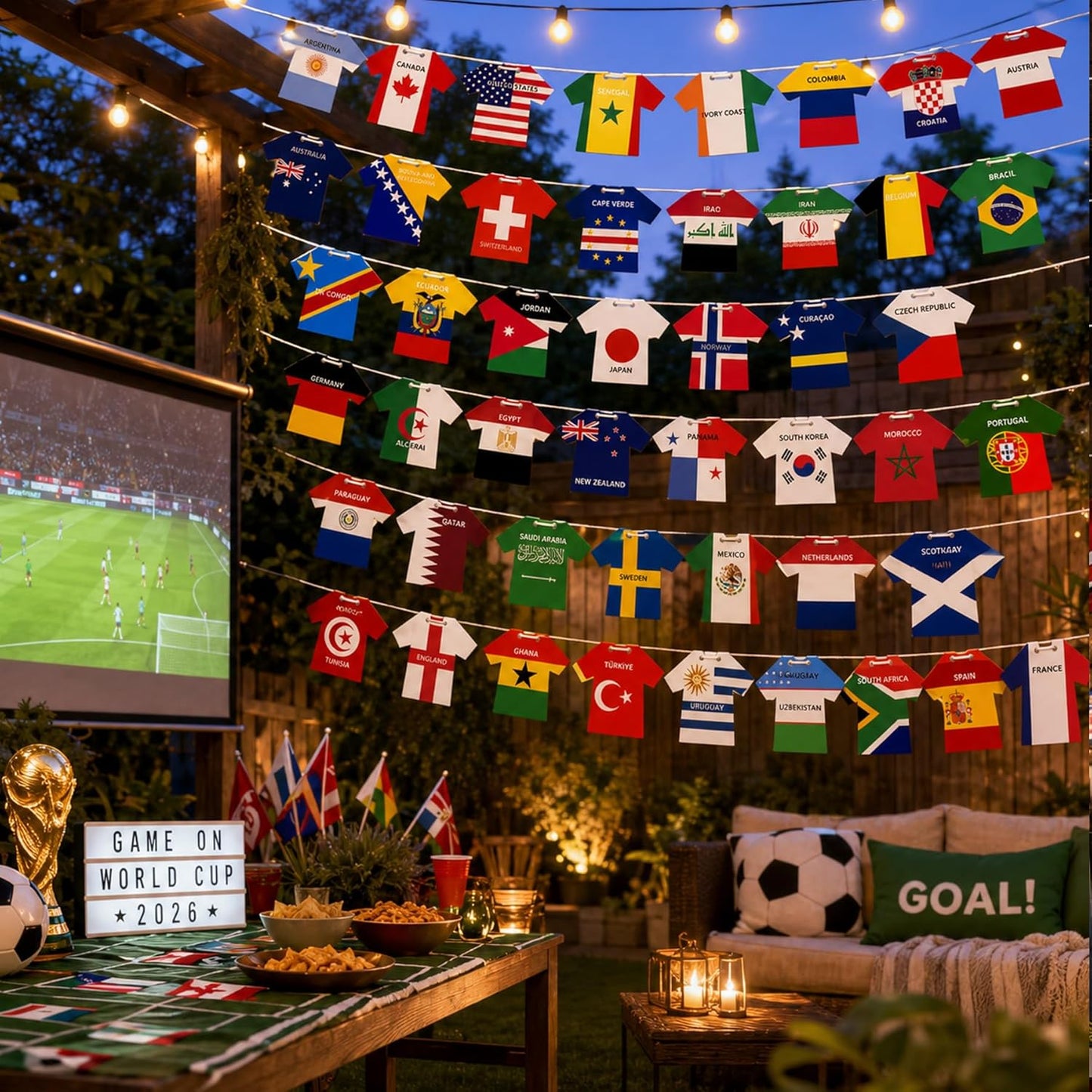 2026 World Cup 48 Teams Paper Flag Banners – Soccer Jersey Style Hanging Flags, International Country Decorations for Party, Bar, Home, Fan Events