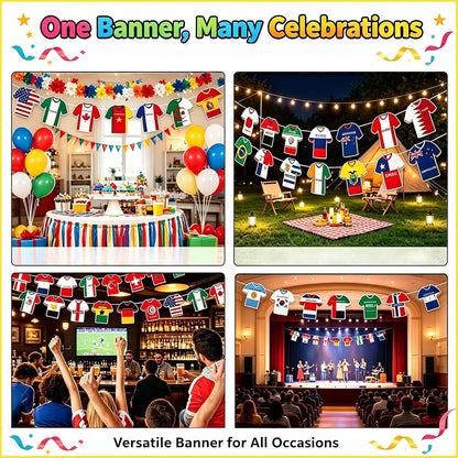 49PCS 2026 World Cup Soccer Jersey Flag Bunting Banner - World Cup Flags Merchandise Decorations for Sports Events, Soccer Themed Parties, Olympic Festivals Celebration Home Office Bar Party Decor(Not among the Top 48 Teams)