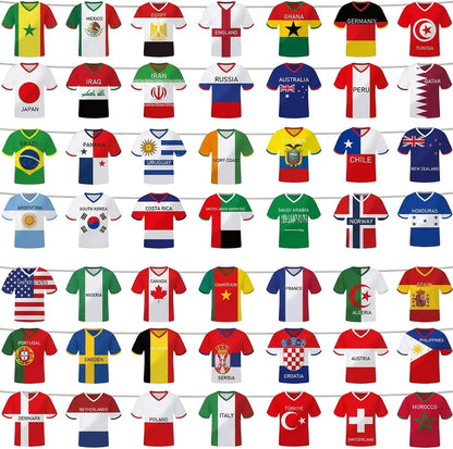 World Cup Decorations, 49 Countries Bunting Banner for World Cup Parties and Sports Events, Soccer Jersey Flag Garland