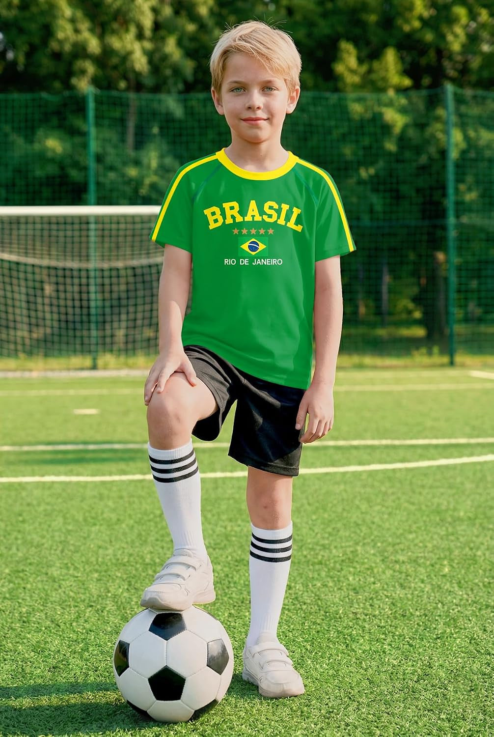 Boys Girls Soccer Jerseys Short Sleeve Raglan Football Training Tee Shirt