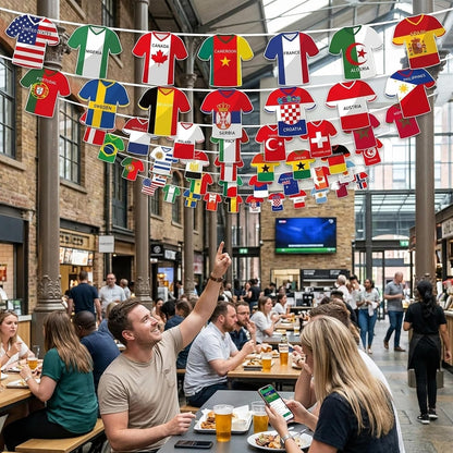 World Cup Decorations, 49 Countries Bunting Banner for World Cup Parties and Sports Events, Soccer Jersey Flag Garland