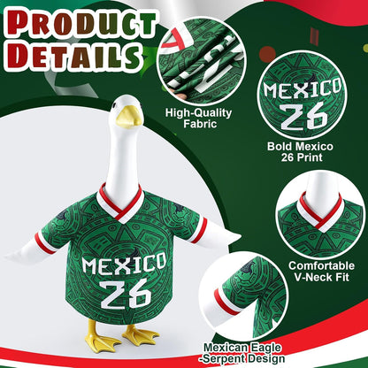 Soccer-Themed Porch Goose Outfit, 23" Statue Apparel with Mexican Flag Jersey, Patriotic National Team Costume for Outdoor Lawn and Patio Decor