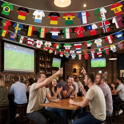 World Cup Decorations, 49 Countries Bunting Banner for World Cup Parties and Sports Events, Soccer Jersey Flag Garland