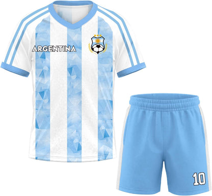 Unisex Youth Soccer Jersey 2-Piece Set - Quick Dry Short Sleeve Football Training Kit for Boys and Girls