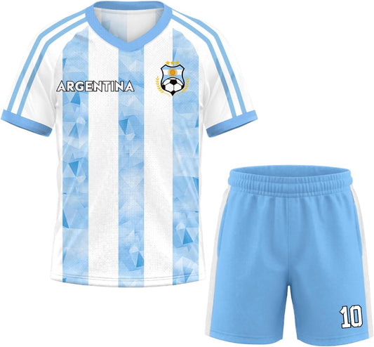 Unisex Youth Soccer Jersey 2-Piece Set - Quick Dry Short Sleeve Football Training Kit for Boys and Girls