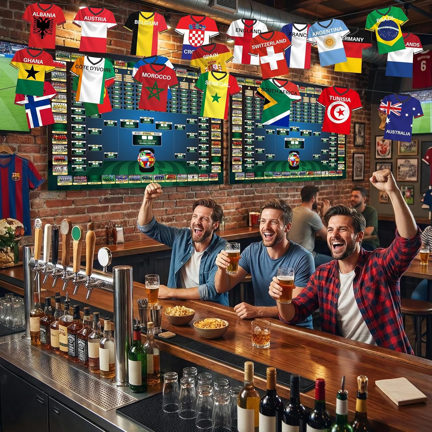 2026 World Soccer Championship Flag Bunting Banner - 50 Countries String Flags Garland for Sports-Themed Event Decorations