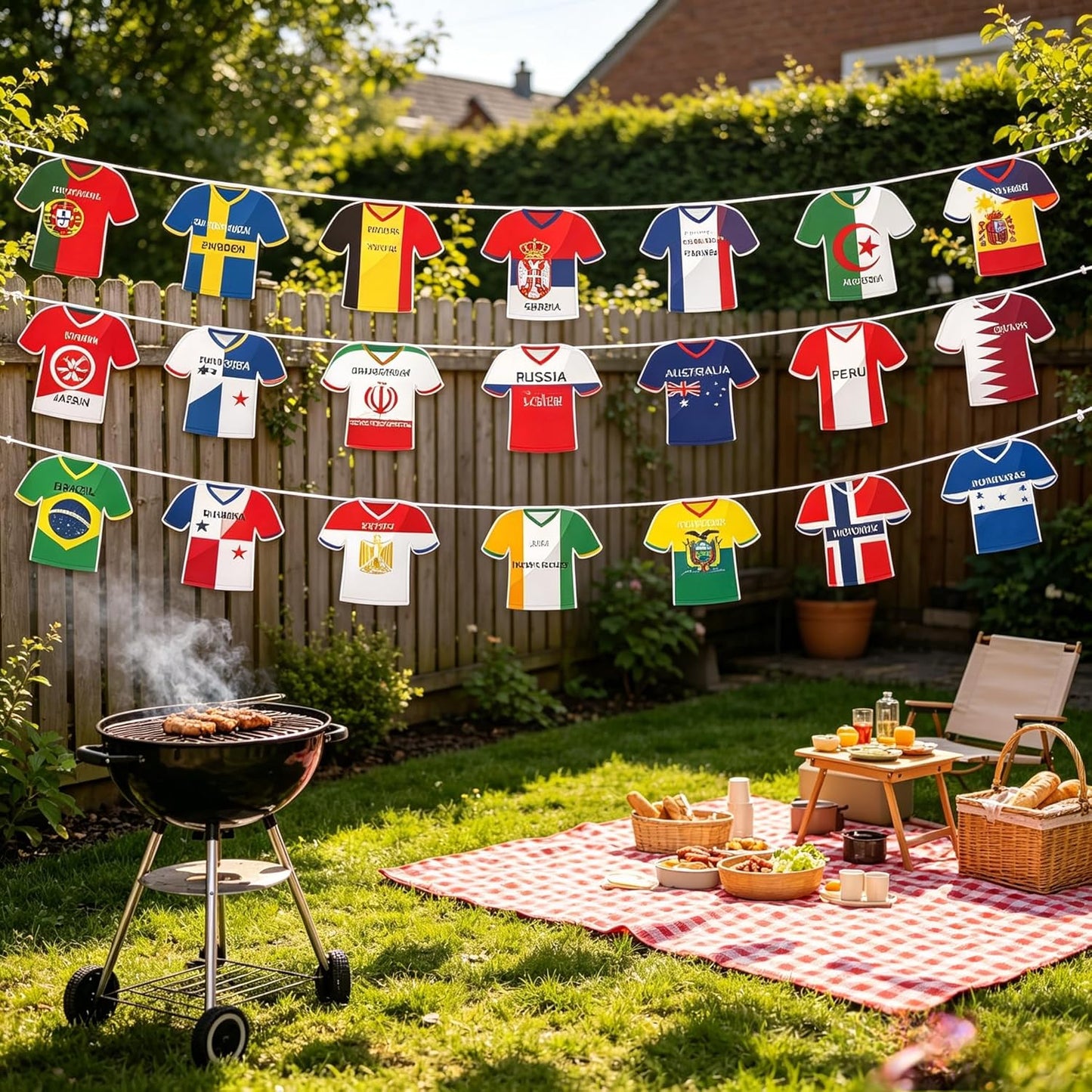 49PCS 2026 World Cup Soccer Jersey Flag Bunting Banner - World Cup Flags Merchandise Decorations for Sports Events, Soccer Themed Parties, Olympic Festivals Celebration Home Office Bar Party Decor(Not among the Top 48 Teams)