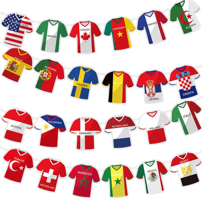 2026 Soccer World Cup Jersey Flag Bunting Banner Set - 49 Pieces of Football Fan Merchandise for International Celebrations and Party Decorations