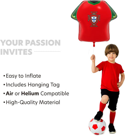 National Footbal Team Foil Balloons, Soccer Jersey Shape, 20" X 20", Pack of 5, Party Decorations (Portugal)